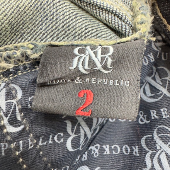 Rock & Republic Kasandra Bootcut Jeans Embellished Pockets Dark‎ Wash Denim Sz 2 - Picture 7 of 12